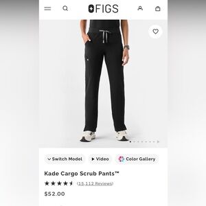 Figs Black Kade Cargo Scrub Pants with Contrast Drawstring